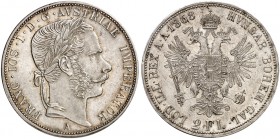 Franz Joseph I., 1848-1916. 
Doppelgulden 1868, Wien.
Thun 457, Dav. 27, Her. 496 vz+