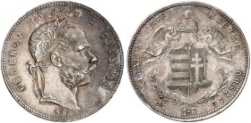 Franz Joseph I., 1848-1916. 
1 Gulden 1869, Kremnitz.
Her. 594 schöne Patina, vz - St