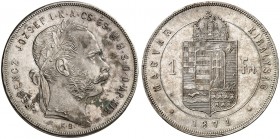 Franz Joseph I., 1848-1916. 
1 Gulden 1871, Kremnitz.
Her. 598 vz - St