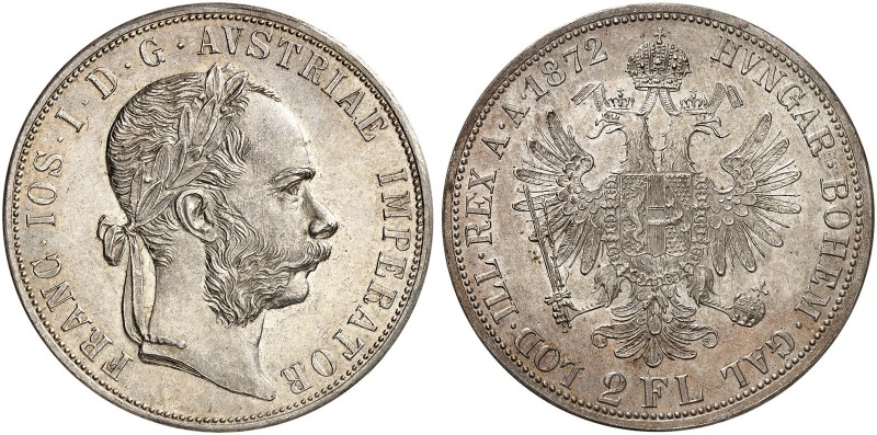 Franz Joseph I., 1848-1916. 
Doppelgulden 1872, Wien.
Thun 458, Dav. 27, Her. ...