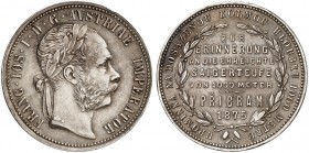 Franz Joseph I., 1848-1916. 
Gulden 1875, auf den Bergbau in Pribram.
Her. 826 ss