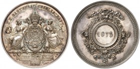 Franz Joseph I., 1848-1916. 
Silbermedaille 1875 (von H. Jauner, 56,3 mm) der k.u. k. Gartenbaugesellschaft Wien. Gekröntes Wappen zwischen Personifi...