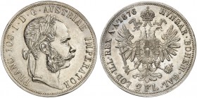 Franz Joseph I., 1848-1916. 
Doppelgulden 1876, Wien.
Thun 458, Dav. 27, Her. 505 min. berieben, vz+