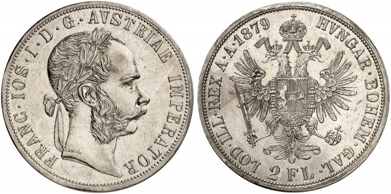 Franz Joseph I., 1848-1916. 
Doppelgulden 1879, Wien.
Thun 458, Dav. 27, Her. ...