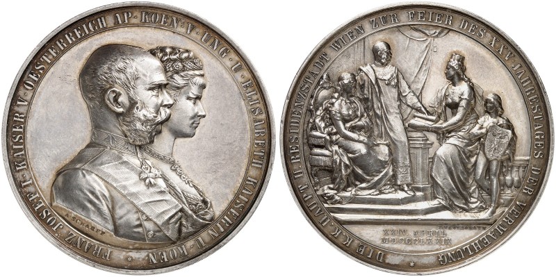 Franz Joseph I., 1848-1916. 
Ein zweites Exemplar in Silber.
vz