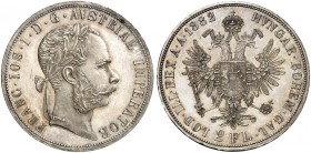 Franz Joseph I., 1848-1916. 
Doppelgulden 1882, Wien.
Thun 458, Dav. 27, Her. 511 vz - St