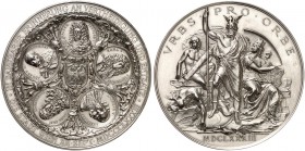 Franz Joseph I., 1848-1916. 
Neusilbermedaille 1883 (von A. Scharff u. J. Tautenhayn, 72,2 mm), auf die 200-Jahrfeier der Befreiung Wiens von den Tür...