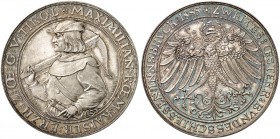 Franz Joseph I., 1848-1916. 
Silbermedaille 1885 (von Scharff u. Busson, 36,4 mm), auf das Zweite Österreichische Bundesschießen in Innsbruck. Hüftbi...