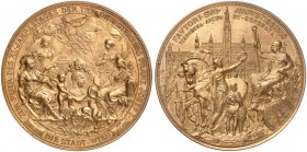 Franz Joseph I., 1848-1916. 
Bronzemedaille 1888 (von J. Tautenhayn u. A. Scharff, 61,9 mm) der Stadt Wien, auf sein 40-jähriges Regierungsjubiläum. ...