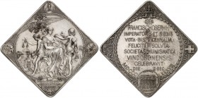 Franz Joseph I., 1848-1916. 
Silberklippe 1888 (von A. Scharff, 43,1 x 43,2 mm) der Numismatischen Gesellschaft Wien, auf den gleichen Anlaß wie vorh...