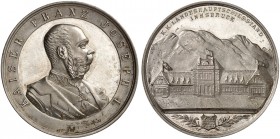 Franz Joseph I., 1848-1916. 
Silbermedaille o. J. (1893, von V. Dobihal, 36,4 mm), auf die Eröffnung des Landeshauptschieß­standes in Innsbruck. Brus...