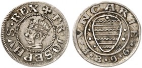 Franz Joseph I., 1848-1916. 
Denar 1896, nach dem Typ des Königs Andreas II. Milleniumprägung zur Jahrtausendfeier der Landnahme von Ungarn.
Her. 11...