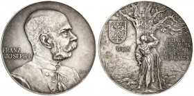 Franz Joseph I., 1848-1916. 
Silbermedaille 1898 (von A. Scharff, 37,3 mm), auf das Kaiser Jubiläums- und 5. Österr. Bundes­schießen in Wien. Brustbi...