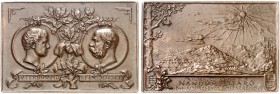 Franz Joseph I., 1848-1916. 
Bronzeplakette 1899 (von J. Reisner, 58,8 x 40 mm), auf den 1841 erfolgten Durchbruch des Ferdinand-Stollens. Portraitme...