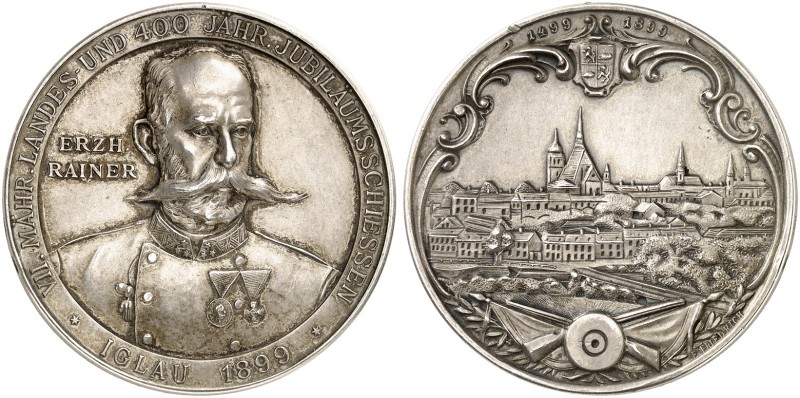 Franz Joseph I., 1848-1916. 
Silbermedaille 1899 (von E. Friedrich, 37,5 mm), a...