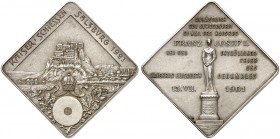 Franz Joseph I., 1848-1916. 
Silberklippe 1901 (von Reinemer u. Spiegel, 29,6 x 29,6 mm), auf das Kaiserschießen in Salzburg, anläßlich der Denkmalen...