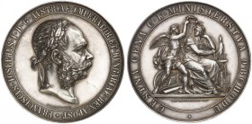 Franz Joseph I., 1848-1916. 
Silbermedaille o. J. (graviert 1902, von J. Tautenhayn, 57,1 mm) des Handelsministeriums, auf die ethnographische Ausste...