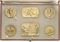 Franz Joseph I., 1848-1916. 
Lot von 6 Stück: Vergoldete Bronzemedaillen 1910 (von W. Hejda, A. Hofmann, H. Schaefer, je 2 Expl.), auf die Erste Inte...