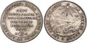 ANHALT - SCHAUMBURG. Carl Ludwig, 1772-1806. 
Konventionstaler 1774, Frankfurt, Feinsilber, Ausbeute des Holzappeler Bergwerks.
Dav. 1907, Mann 846,...