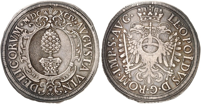 AUGSBURG. - Stadt. 
Taler 1694, mit Titel Leopold I.
Dav. 5049, Forster 403 ss