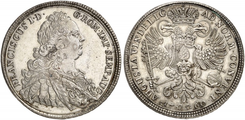 AUGSBURG. - Stadt. 
Konventionstaler 1760, mit Brustbild und Titel Franz I.
Da...