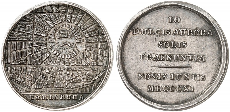 BADEN - DURLACH. Karl Ludwig Friedrich, 1811-1818. 
Silbermedaille 1811 (von J....