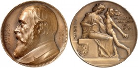 BADEN - DURLACH. Friedrich I., als Großherzog, 1856-1907. 
Bronzemedaille 1907 (von J. Kowarzik, 55,0 mm), auf die 300-Jahrfeier der Stadt Mannheim. ...