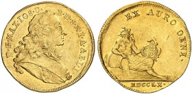 BAYERN. Maximilian III. Joseph, 1745-1777. 
Inngolddukat 1760.
Friedb. 247, Witt. 2158, Hahn 313 Gold l. gewellt, vz