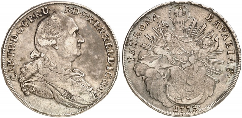 BAYERN. Karl Theodor, 1777-1799. 
Konventions-Madonnentaler 1778, Münzmeister H...