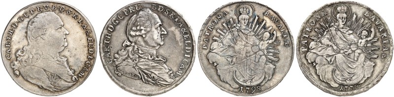 BAYERN. Karl Theodor, 1777-1799. 
Lot von 2 Stück: Konventions-Madonnentaler 17...