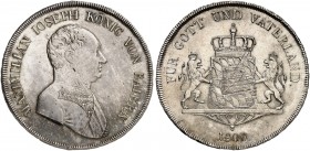 BAYERN. Maximilian IV. (I.) Joseph, 1799-1825. 
Konventionstaler 1808.
Thun 43, AKS 48, J. 13 min. justiert, vz - prfr