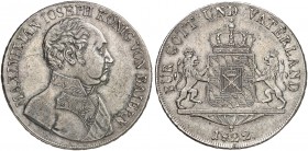 BAYERN. Maximilian IV. (I.) Joseph, 1799-1825. 
Konventionstaler 1822.
Thun 46, AKS 49, J. 16 f. Kr., ss