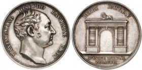 BAYERN. Maximilian IV. (I.) Joseph, 1799-1825. 
Silbermedaille 1824 (von J. Losch, 47,6 mm), auf sein 25-jähriges Regierungsjubiläum. Büste / Triumph...