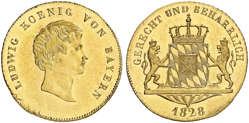 BAYERN. Ludwig I., 1825-1848. 
Dukat 1828.
Friedb. 270, D. S. 23, AKS 65, J. 1...