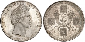 BAYERN. Ludwig I., 1825-1848. 
Geschichtstaler 1829, "HANDELSVERTRAG".
Thun 57, AKS 124, J. 39 winz. Rdf., vz+