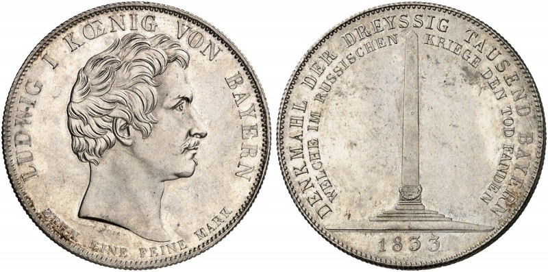 BAYERN. Ludwig I., 1825-1848. 
Geschichtstaler 1833, "DENKMAL DER DREYSSIGTAUSE...