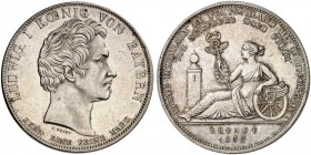 BAYERN. Ludwig I., 1825-1848. 
Geschichtstaler 1835, "ERSTE EISENBAHN NÜRNBERG-FÜRTH".
Thun 68, AKS 135, J. 50 kl. Stempelfehler, vz