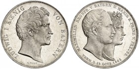 BAYERN. Ludwig I., 1825-1848. 
Geschichtsdoppeltaler 1842, "VERMÄHLUNG".
Thun 81, AKS 104, J. 72 min. Kr., vz - St