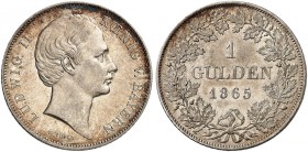 BAYERN. Ludwig II., 1864-1886. 
1 Gulden 1865.
AKS 177, J. 100 vz