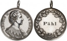 BAYERN. Ludwig II., 1864-1886. 
Tragbare Silbermedaille o. J. (von J. Ries, 41,5 mm), Bürgermeistermedaille der Gemeinde Pähl. Brustbild / Namensgrav...