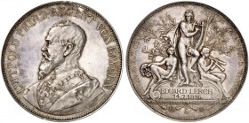 BAYERN. Luitpold, Prinzregent, * 1821, + 1912. 
Silberne Prämienmedaille 1906 (von A. Börsch, 41,1 mm) der Akademie der Tonkunst, für den Komponisten...
