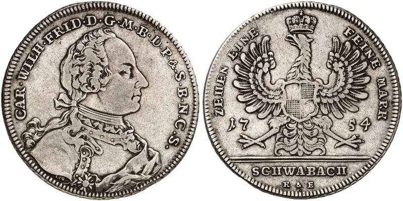 BRANDENBURG - ANSBACH. Karl Wilhelm Friedrich, 1729-1757. 
Konventionstaler 175...