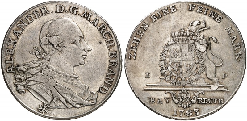BRANDENBURG - ANSBACH. 
Konventionstaler 1783, Bayreuth.
Dav. 2025, Slg. Wilm....