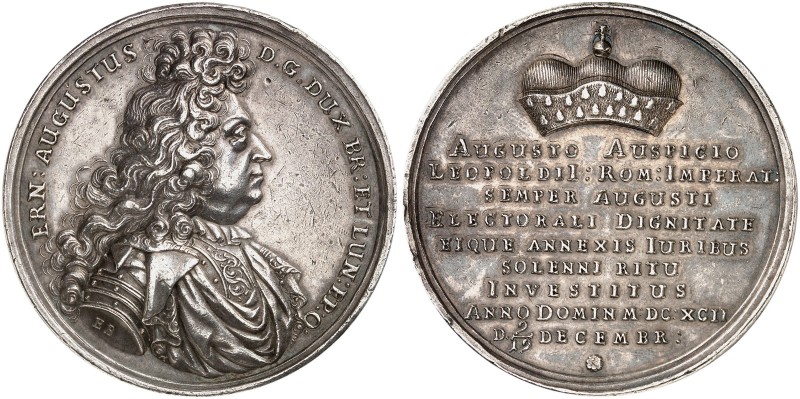 BRAUNSCHWEIG - CALENBERG - HANNOVER. Ernst August, 1679-1698. 
Silbermedaille 1...