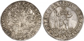 BRAUNSCHWEIG - WOLFENBÜTTEL. Heinrich Julius, 1589-1613. 
Taler 1602, Zellerfeld.
Dav. 6285, Welter 645 B schöne Patina, ss