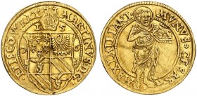 BRESLAU. - Bistum. Martin Gerstmann, 1574-1585. 
Dukat 1576.
Friedb. 480, F. u. S. 2559 Gold, RR ! l. gewellt, ss