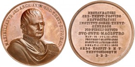 DEUTSCHER ORDEN. Maximilian III. Joseph, Erzherzog von Österreich, 1835-1863. 
Bronzemedaille 1863 (von C. Radnitzky, 56,5 mm), auf seinen Tod. Brust...