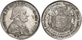 EICHSTÄTT. - Bistum. Joseph, Graf von Stubenberg, 1790-1802. 
1/2 Konventionstaler 1796 (Chronogramm), München, Kontribution.
Cahn 150 Rand l. bearb...