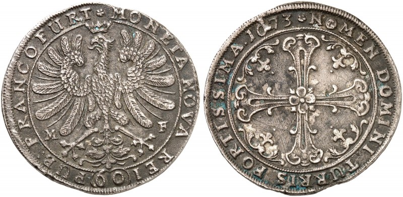 FRANKFURT. - Stadt. 
Sortengulden zu 60 Kreuzer 1673.
Dav. 516, J. u. F. 563 S...