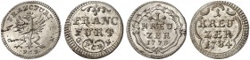 FRANKFURT. - Stadt. 
Lot von 2 Stück: 1 Kreuzer 1778, 1784.
J. u. F. 899a, 908b kl. Sfr., St